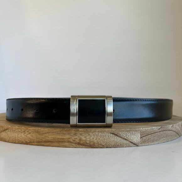 Vintage Dickies 90s Black Genuine Leather Silver Snap Buckle Closure Size XL - Picture 1 of 11
